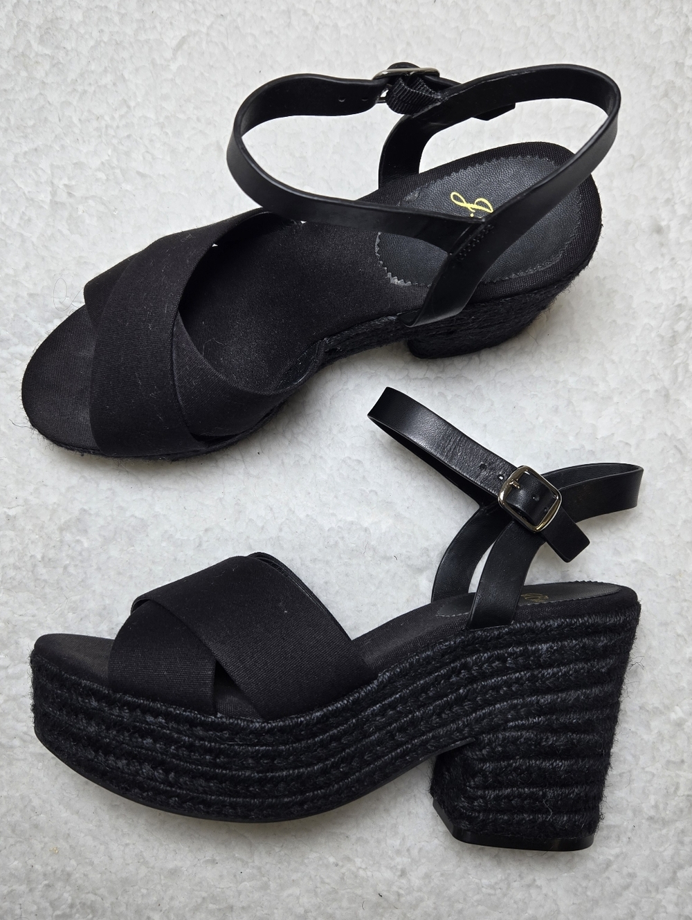 J. Crew Platform Espadrille Sandals Leather Criss Cross Heels Shoes Womens 8.5